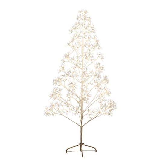 6ft. Pre-Lit Artificial White Starburst Tree, Fairy Warm White LED Lights
